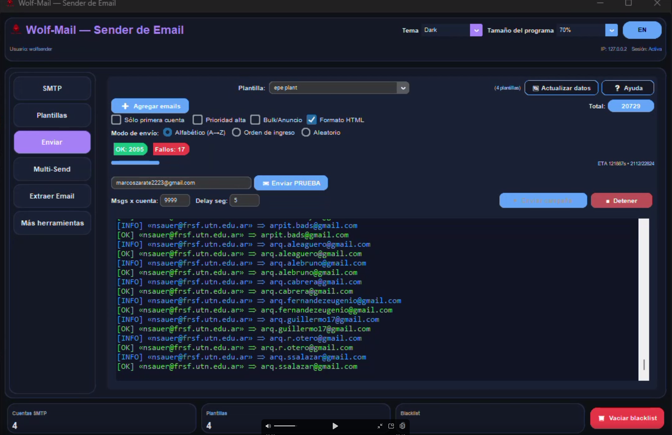 ⭐️ Wolf-Sender ⭐️ Sender SMTP Email Masivos